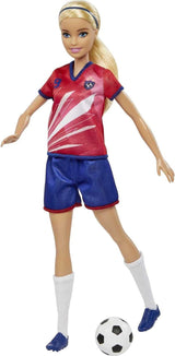Série Barbie You Can Be Anything, Fotbalista, Blond vlasy Fotbalista, Červený a Modrý dres, Míč, Příslušenství, Včetně panenky, Dárek na 3 roky a více, HCN17