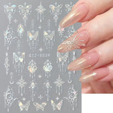 3D kovová samolepka na nehty Schwarz Schmetterling - Laser Pink Aurora Nagelaufkleber - Punk Butterfly Nail Art Stickers - Stříbrná samolepka na nehty - Nageldesign Zubehör