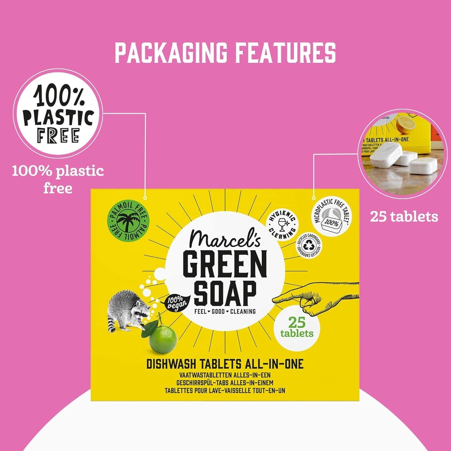 Marcel'S Green Soap Kartičky do myčky nádobí All-In-One - Grapefruit & Limetka - 25 kusů Kuchyňské čisticí prostředky Naty Shop