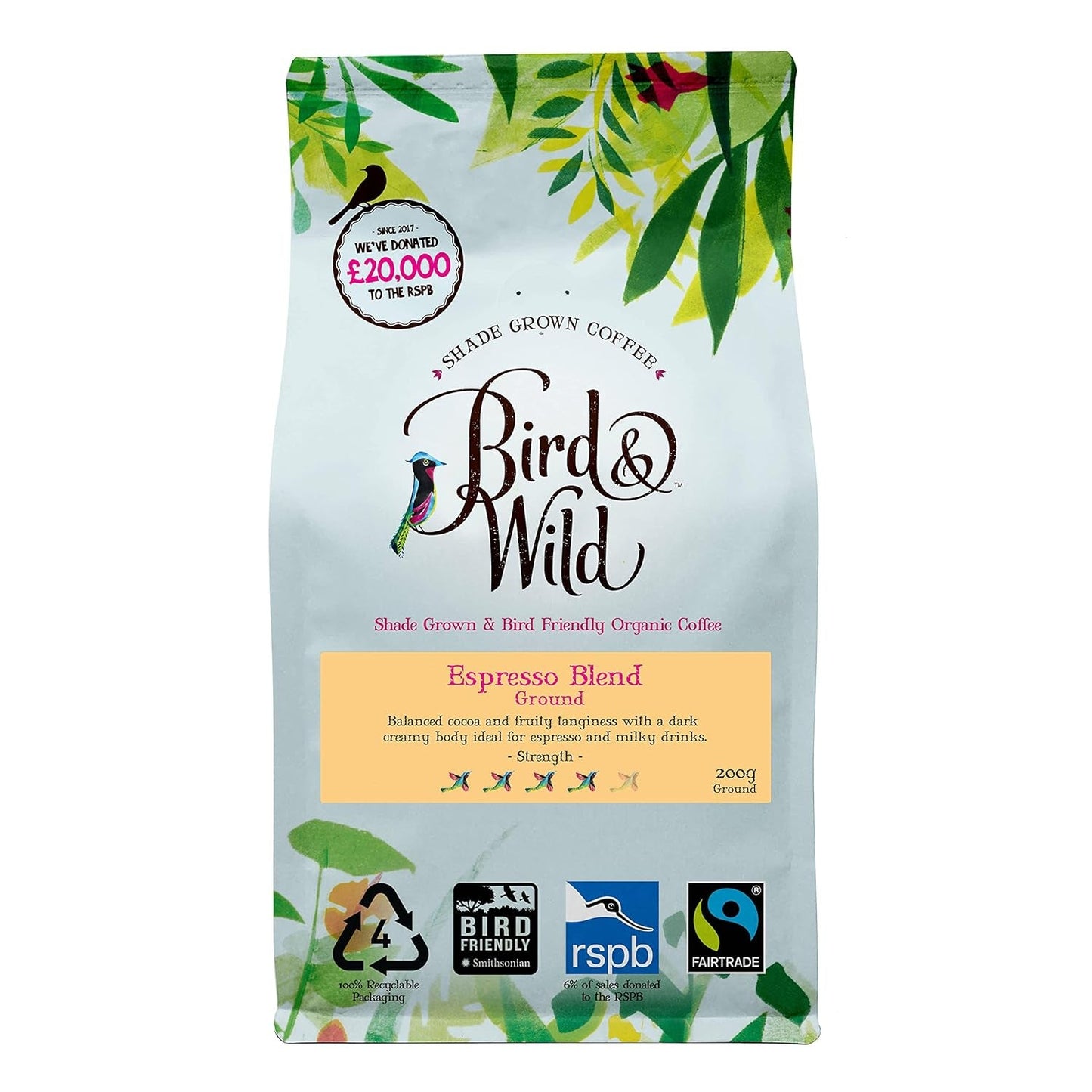 Signature Espresso Blend, Fairtrade, Káva z celých zrn, Bio, Pěstované v odstínu, Ochrana proti ptákům, Čistá hmotnost 200 g