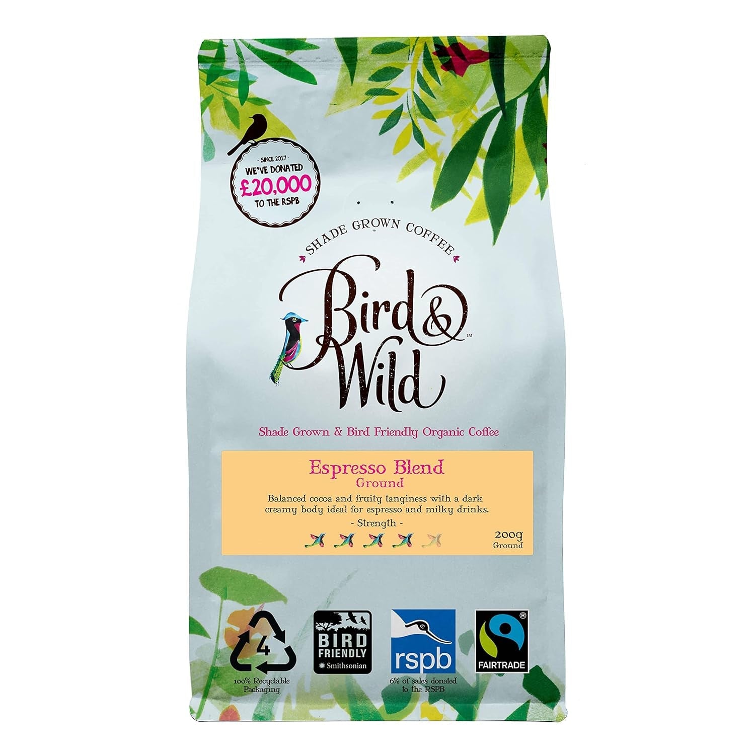 Signature Espresso Blend, Fairtrade, Káva z celých zrn, Bio, Pěstované v odstínu, Ochrana proti ptákům, Čistá hmotnost 200 g