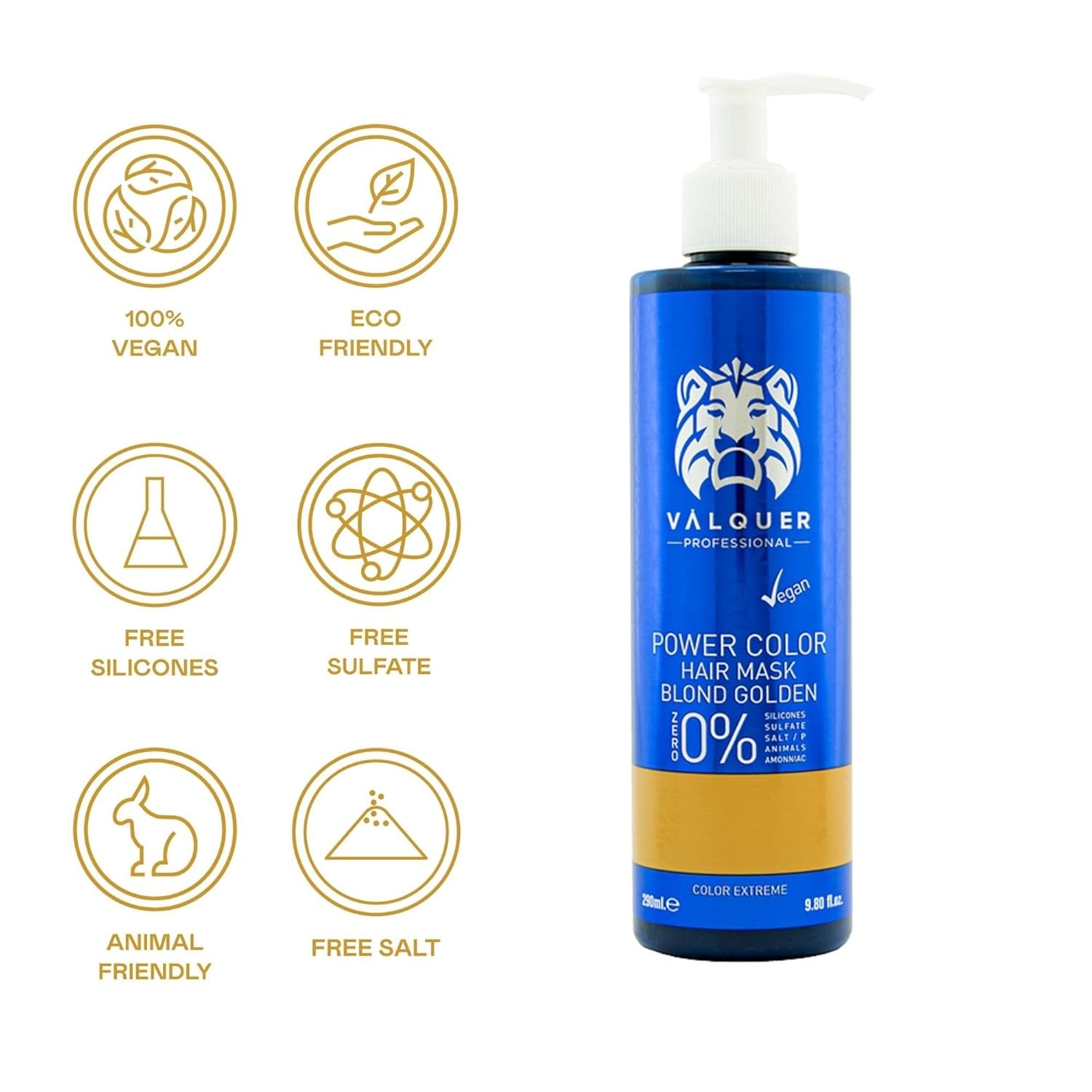 Valquer Professional Mask Power Color barvené vlasy. Zesilovač barvy vlasů bez veganů a sulfátů (zlaté blond vlasy) - 275 ml Naty Shop vlasová maska