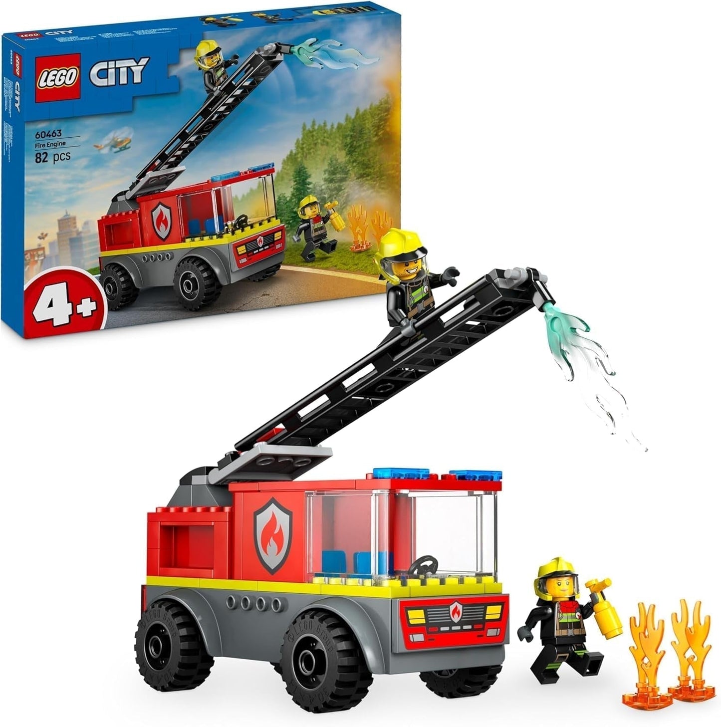 LEGO City Hasičský žebříkový vůz - Hrací hasičský vůz se 2 minifigurkami hasičů pro chlapce a dívky od 4 let - vzdělávací hračka - dárek pro předškoláky 60463 Stavebnice Besuche den LEGO-Store Výchozí název