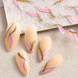 JMEOWIO Nálepka na nehty Französische Tipp 9 Blatt Nálepka na nehty Selbtklebend Nagelaufkleber Glitzer Wellenlinie Dekoration Nageldesign Zubehör