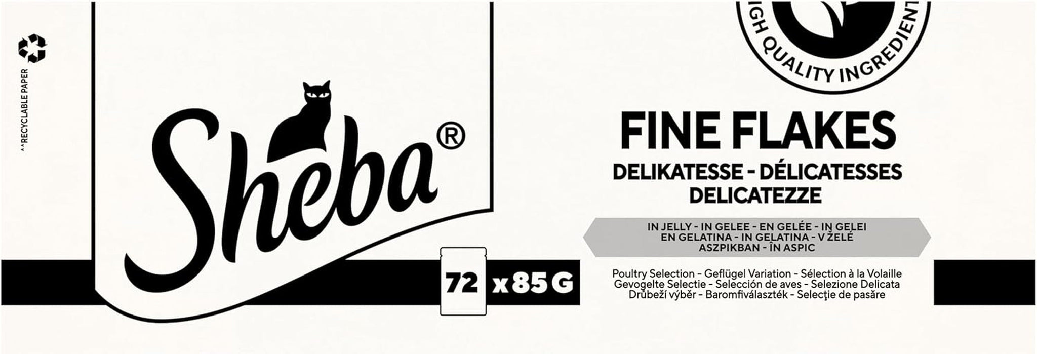 SHEBA Mokré krmivo pro kočky - 72 sáčků x 85 g - Drůbež v želé - Mokré krmivo pro kočky - 1 velké balení