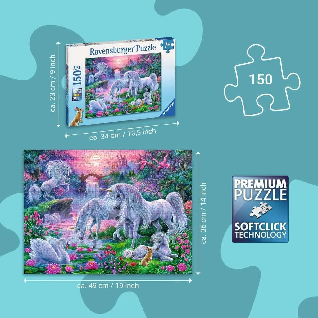 Puzzle Ravensburger pro děti - 10021 Einhörörner Im Abendrot - Fantasy puzzle pro děti od 7 let, se 150 dílky ve formátu XXL Puzzle Naty Shop