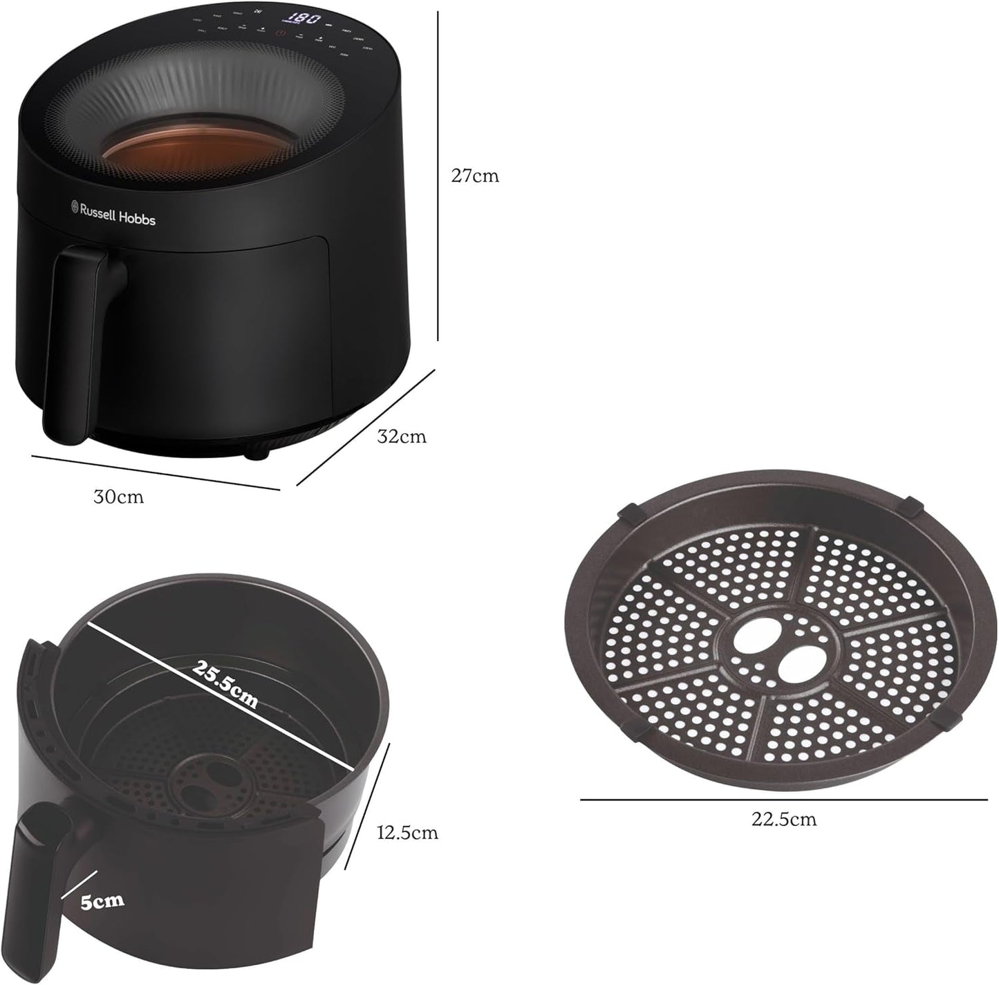 Russell Hobbs Airfryer, 5 litrů, 10 programů, okénko Naty Shop Appliances