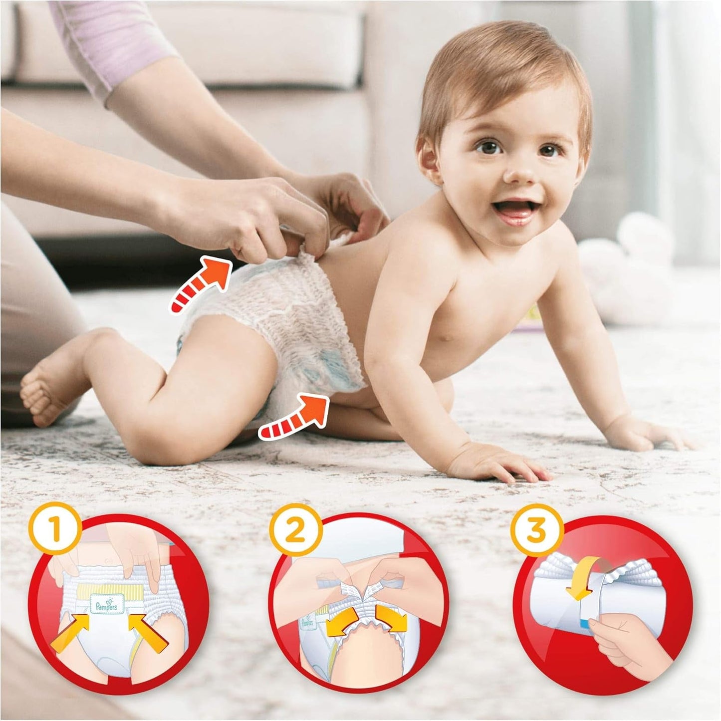 Pampers (stará verze), kalhotky, velikost 4, 9kg-15kg, tři balení (1 x 88 plen)