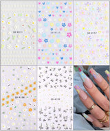 JMEOWIO 3D Nálepka na nehty Frühling Blumen 5 Blatt Nagelaufkleber 5D Stereoskopické Selbtklebend Bunte Blüte Nálepka na nehty Dekoration Nageldesign Zubehör