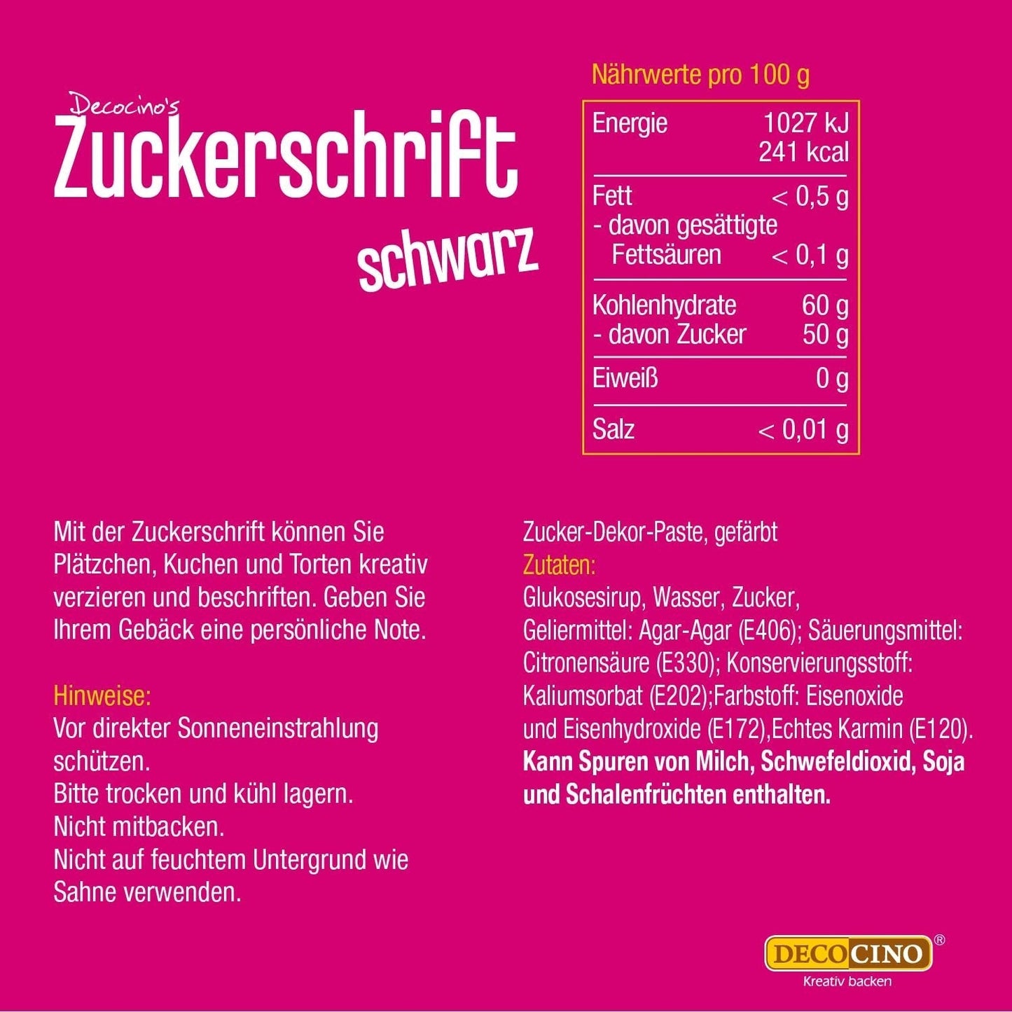 Nápisy s červeným cukrem Decocino - Nápisy potravinářské barvy - Praktická tuba na etiketování fondánu a polevy - Pečicí ozdoby na dorty, dorty a cupcaky! (balení 2 ks)