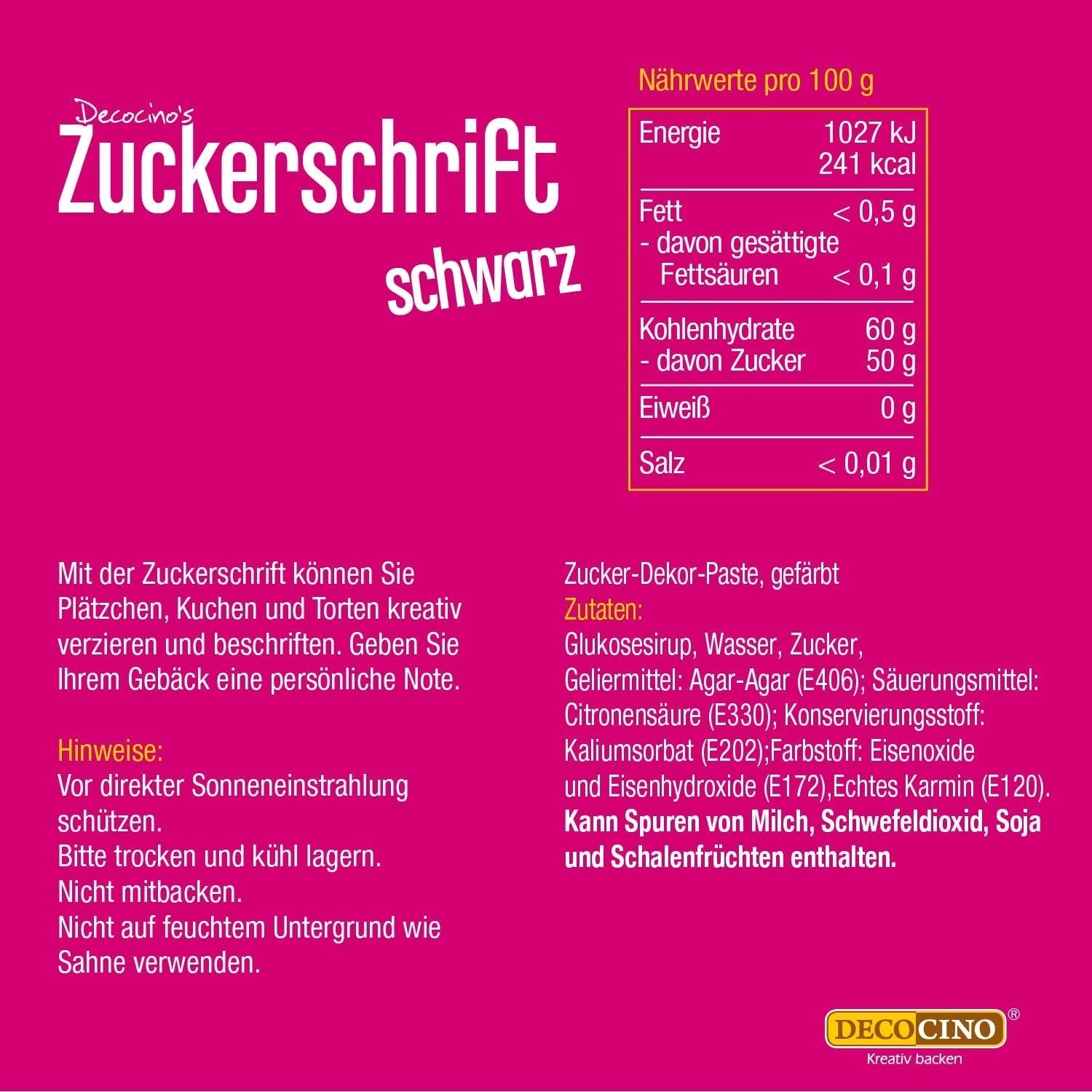 Nápisy s červeným cukrem Decocino - Nápisy potravinářské barvy - Praktická tuba na etiketování fondánu a polevy - Pečicí ozdoby na dorty, dorty a cupcaky! (balení 2 ks)