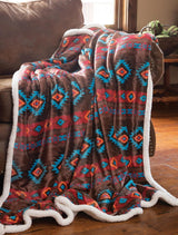 CARSTENS, INC. Wrangler Ultra Premium Throw Deka, Super měkká, Sherpa Fleece, Oversized, 137,2 x 172,7 cm, Southwest Horizon Beds and Deky Carstens, Inc.