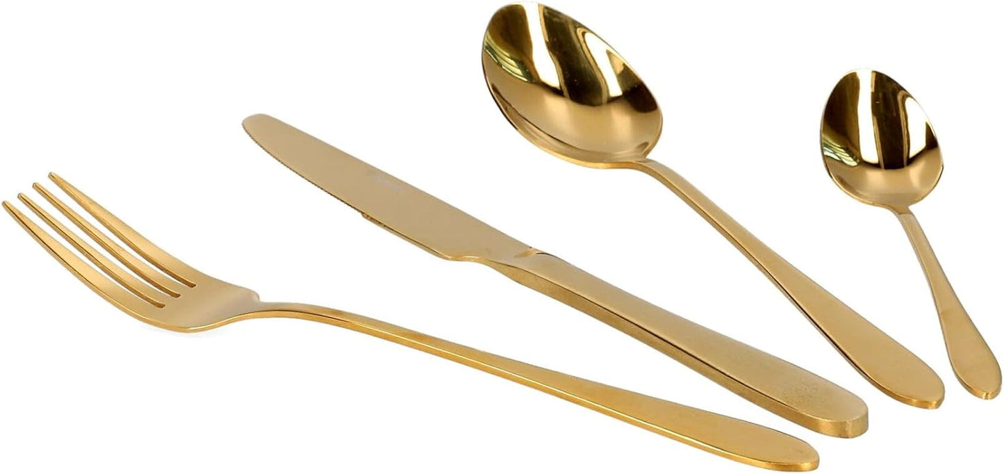 HOMLA Abele Besteckset Für Vier Personen 16-Teilig Edelstahl Hygienisch Elegant Leicht Zu Reinigen Zlatá kuchyně Naty Shop Golden