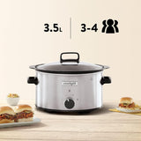 Pomalý hrnec Crockpot,| 3,5 litru (3-4 osoby), nádoba na opékání masa a zeleniny, nerezový pomalý hrnec Naty Shop