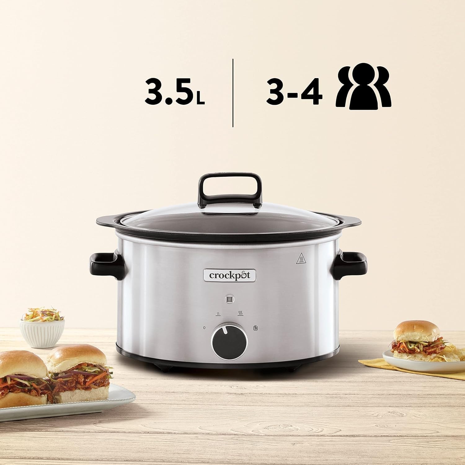 Pomalý hrnec Crockpot,| 3,5 litru (3-4 osoby), nádoba na opékání masa a zeleniny, nerezový pomalý hrnec Naty Shop