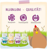 MjAMjAM - prémiové mokré krmivo pro kočky - kuřecí wellness balíček 12 balení (12 x 125 g) bez obilovin s extra masem