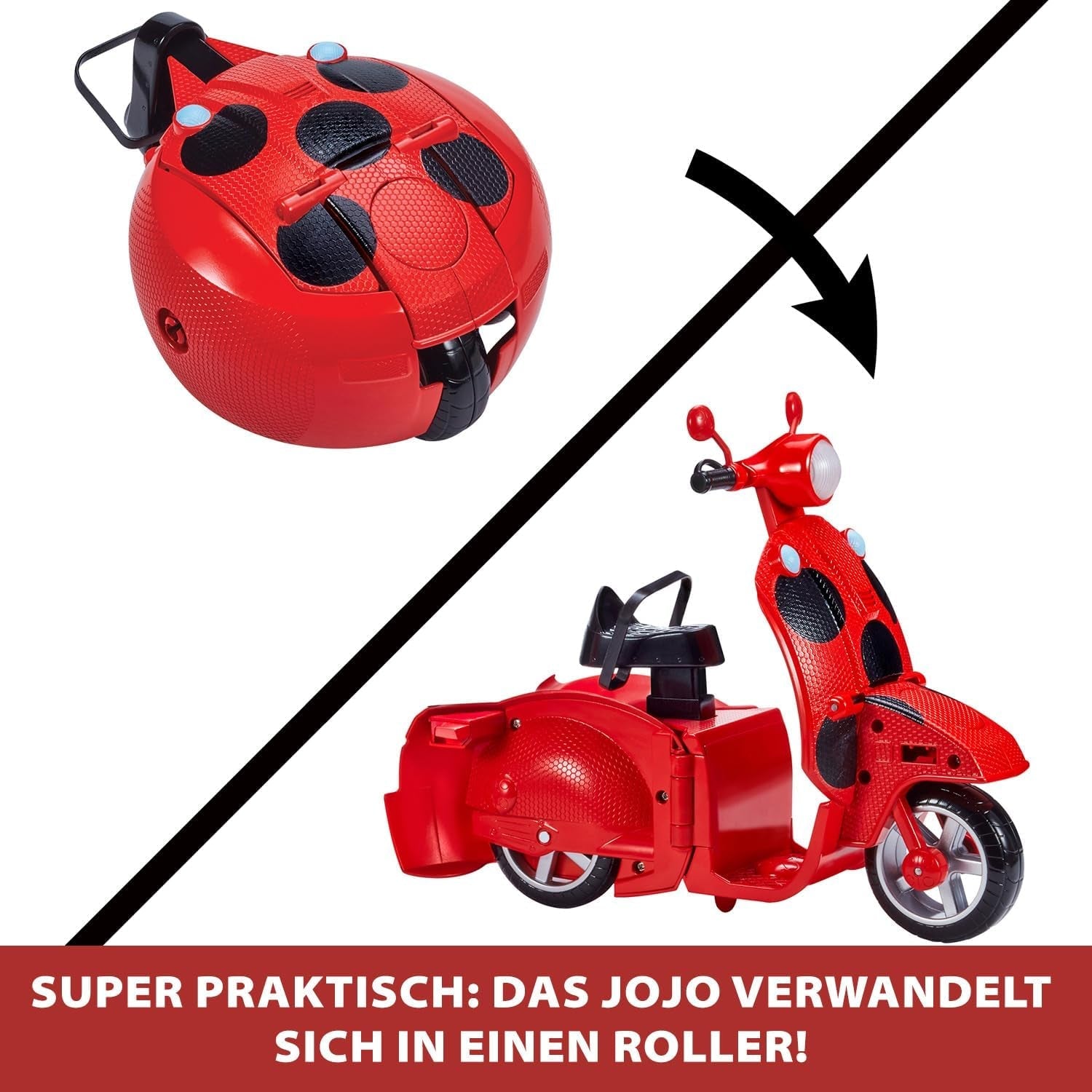 Bandai - Miraculous Ladybug - Miraculous Switch'n Go Scooter + 26 cm Ladybug Lucky Charm Articulated Doll - P50668