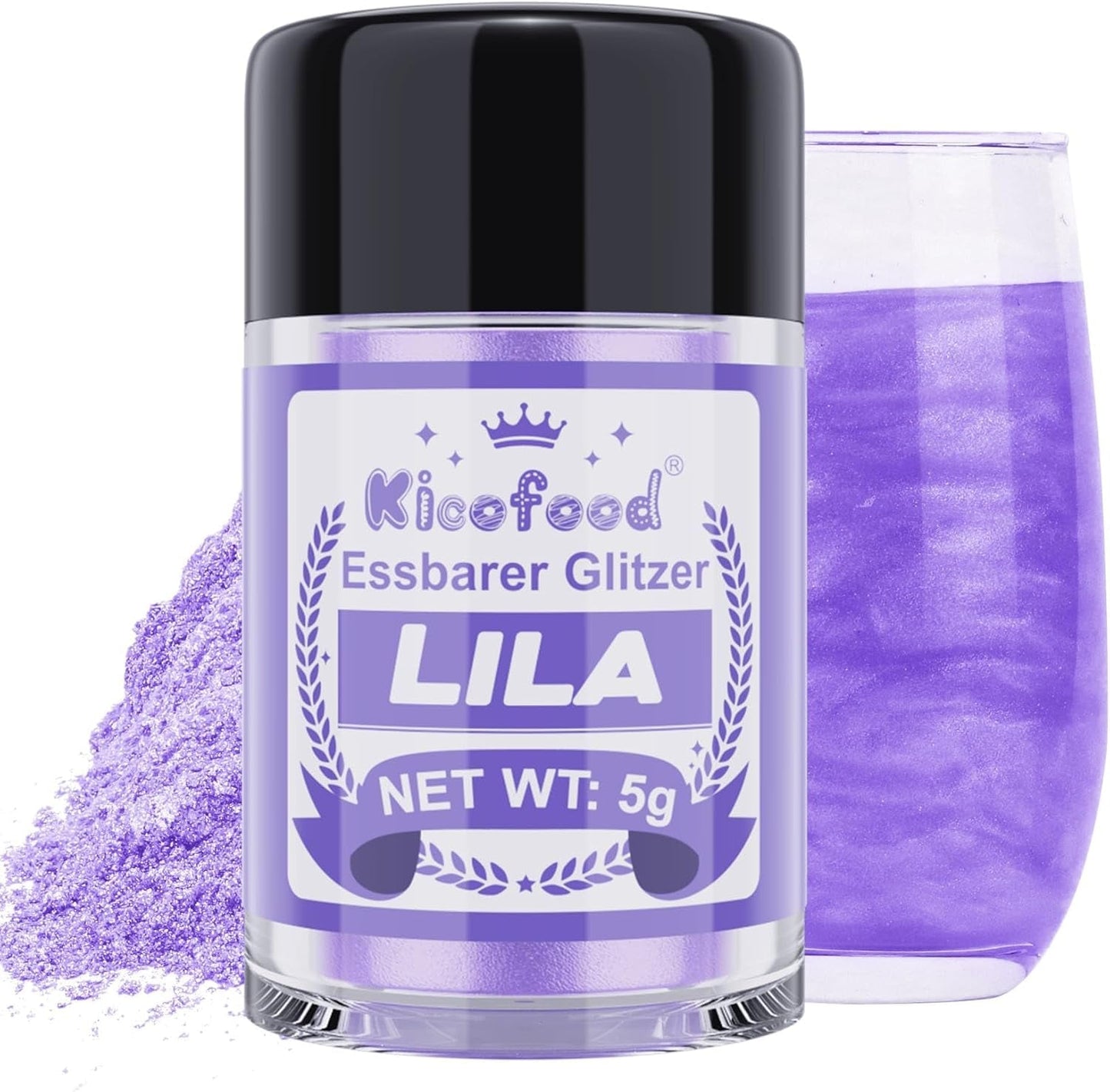 Kicofood, jedlé třpytky, 5 gramů, různé barvy Glitter Naty Shop Lilac Purple