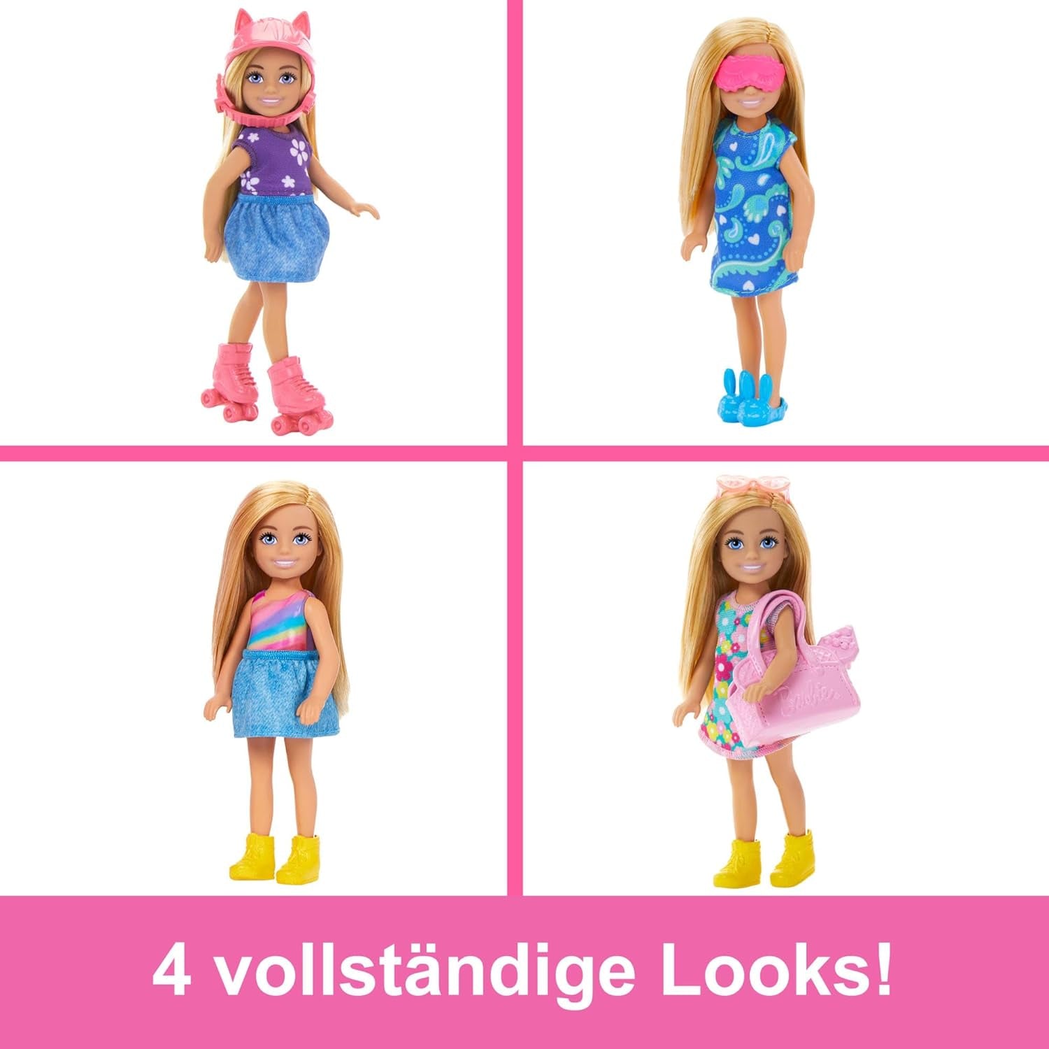 Hrací sada pro panenku Barbie Chelsea a šatní skříň s oblečením a doplňky, 17dílná sada, skládací pro cestování a skladování, HXN03 Naty Shop Dolls
