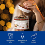 Villeroy & Boch - Malý úložný box Winter Bakery Delight, keramický box na vánoční cukroví, vánoční box, box na cukroví, box na cukroví, keramický box s víkem, úložiště sladkostí, prémiové porcelánové boxy na skladování potravin Naty Shop