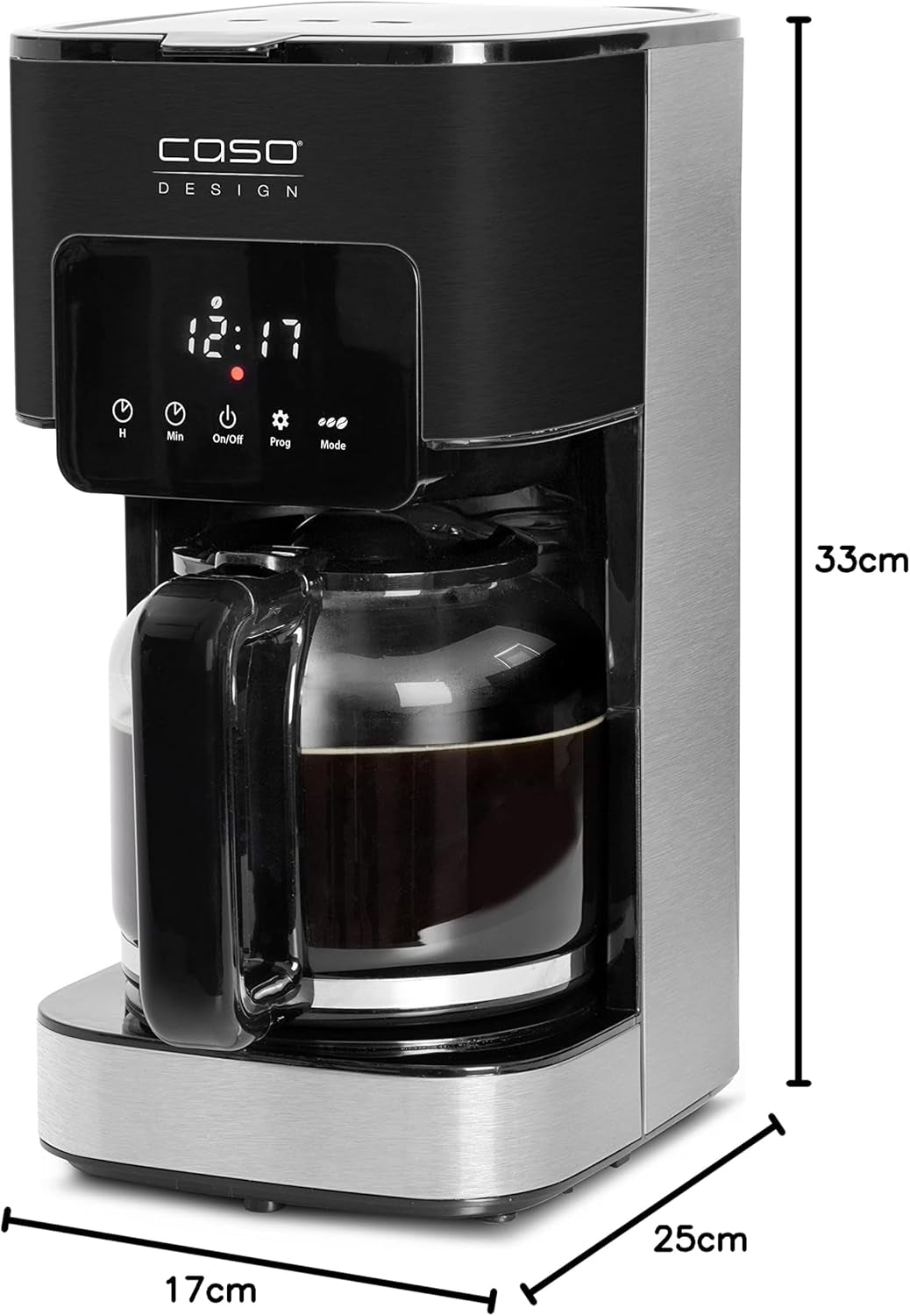 Espresso kávovar CASO Coffee Taste and Style s permanentním filtrem, 1,5 l, optimální teplota spařování 92-96 °C, systém proti odkapávání, optimalizovaná spařovací hlava, nerez, 12 šálků