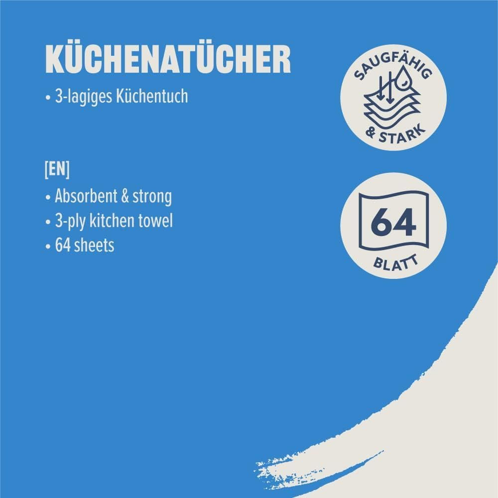 Od Amazon Kitchen Roll, 3 vrstvy, 16 rolí (4 role, balení po 4), 64 listů na roli, certifikace Fsc