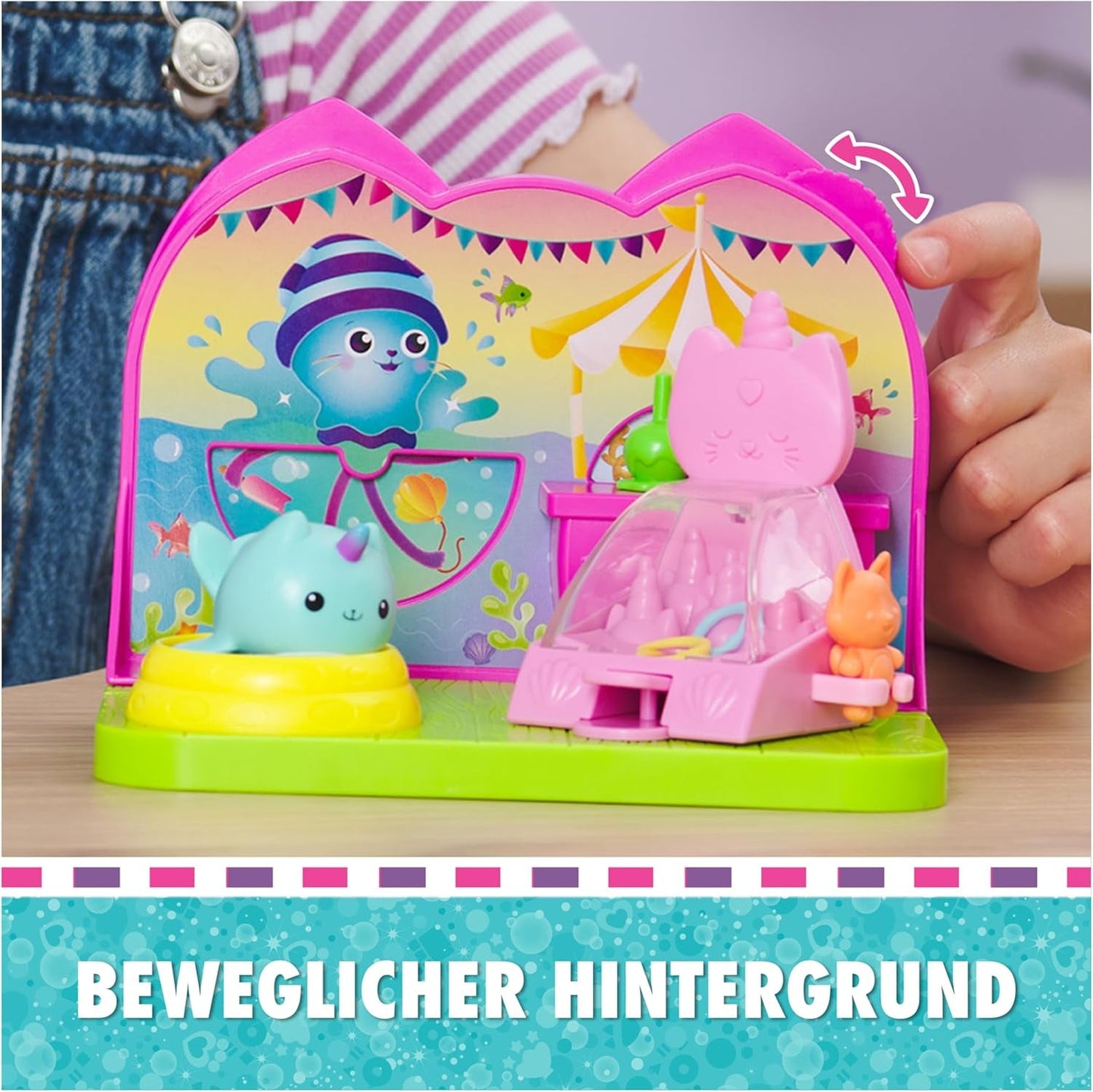 DREAMWORKS GABBY'S DOLLS HOUSE – herní sada pro pokojík Deluxe, místnost pro párty Kitty Narwhale, tématický nábytek a doplňky, věk 3+