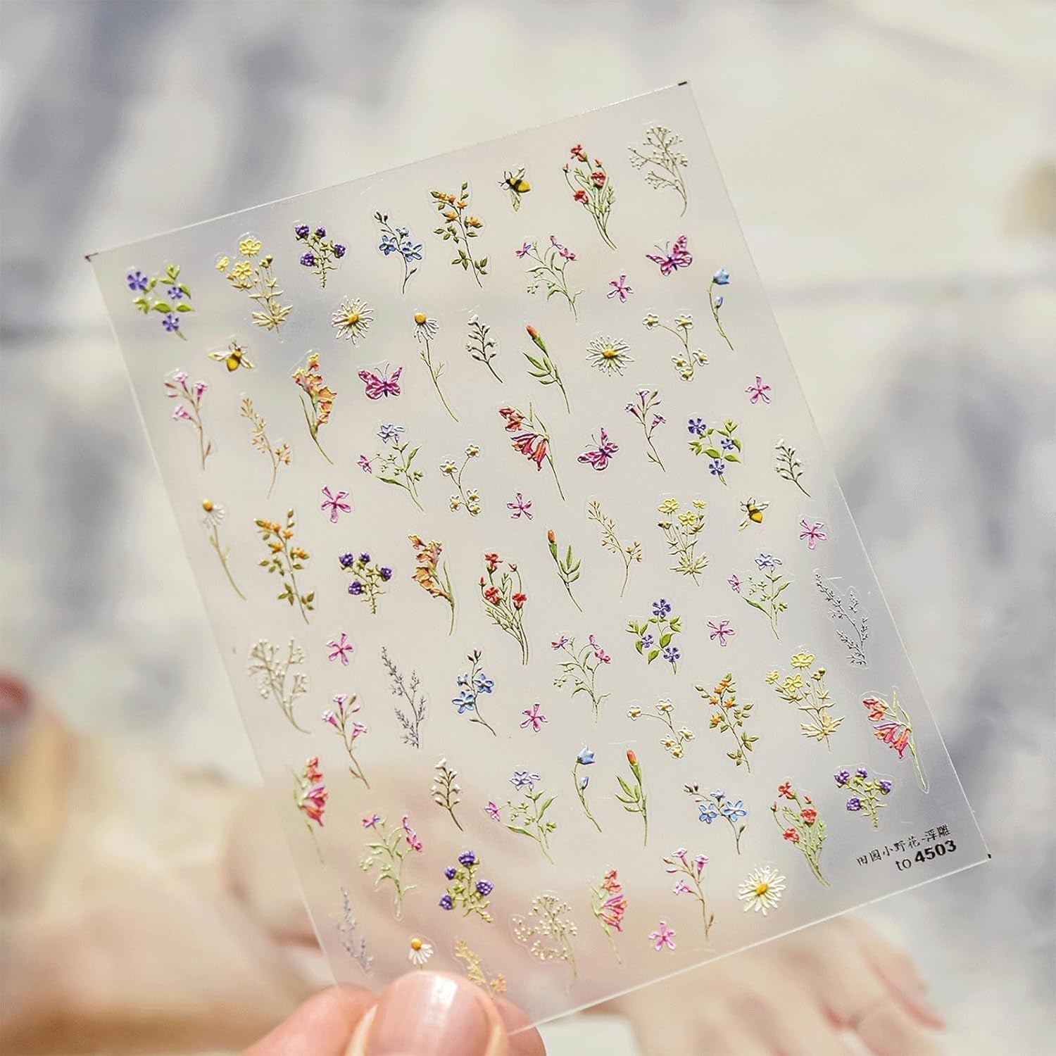 JMEOWIO 3D Nálepka na nehty Blumen Nálepka na nehty Selbstklebend Nagelaufkleber 5D Stereoskopické jarní letní Dekorace Blumen Nageldesign Zubehör 1 Blatt