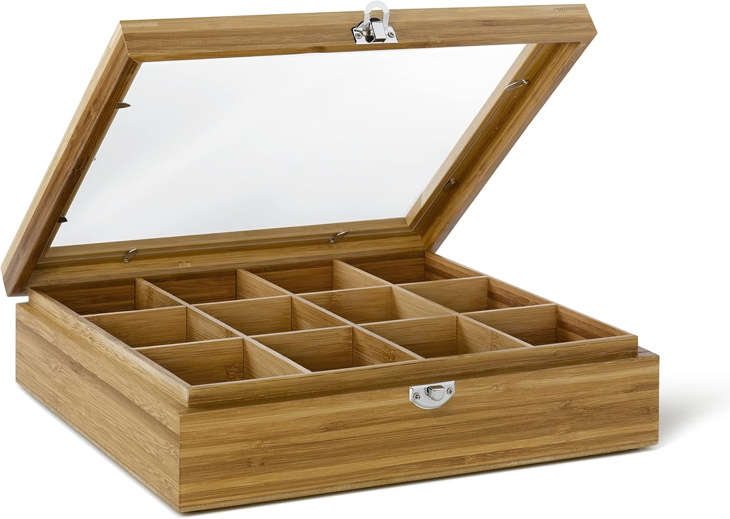 Bredemeijer Velká krabička na čajový sáček ze světlého dřeva s 12 přihrádkami a okénkem Délka 28 cm Boxy na skladování potravin Naty Shop