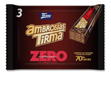 Vafle s hořkou čokoládou Tirma 70% kakaa | Bez přidaného cukru | Vhodné pro keto diety | Nízký obsah sacharidů | Pro diabetiky Čokoládové oplatky Multi Pack | 3 kusy | 64,5 g