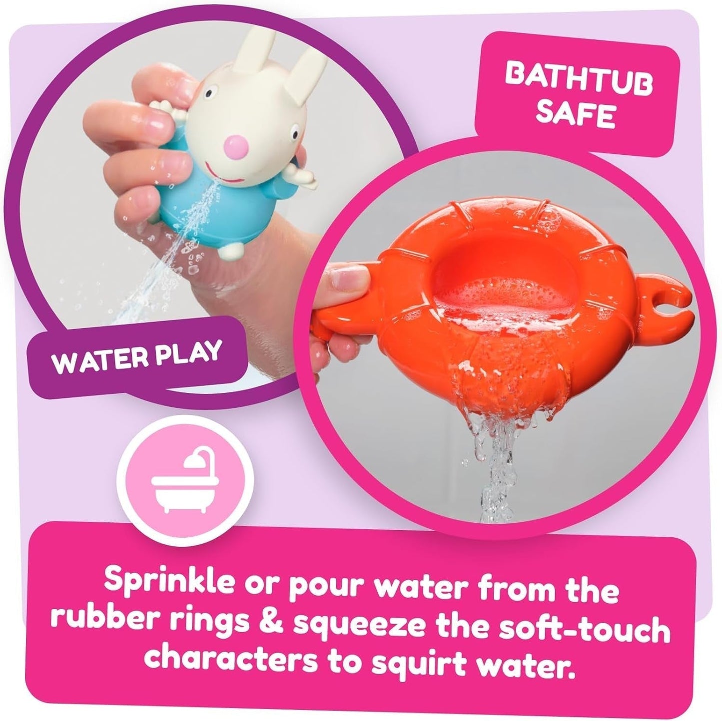 Tomy Toomies Peppa's Pool Party - 5 hrnečků se spojovacím kroužkem s 5 hračkami pro děti Peppa Pig & Friends Water Squirter - hračky do vany +18 měsíců - Dětské hračky do vany a hračky do bazénu Bebe Toys Naty Shop