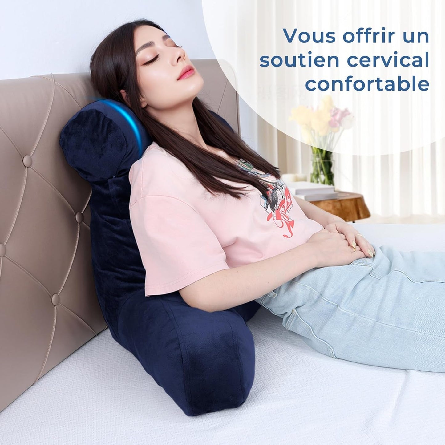 INFANZIA ergonomický polštář na čtení s područkami, opěrka zad, tmavě modrá