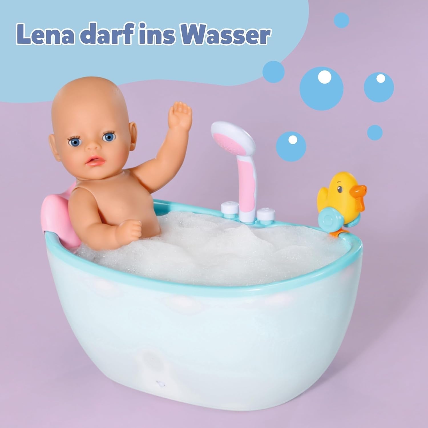 BABY Born Lena (Girl) - panenka 36 cm - 7 funkcí, včetně příslušenství a matrace - Funguje zcela bez baterií - Vhodné pro malé děti od 1 roku