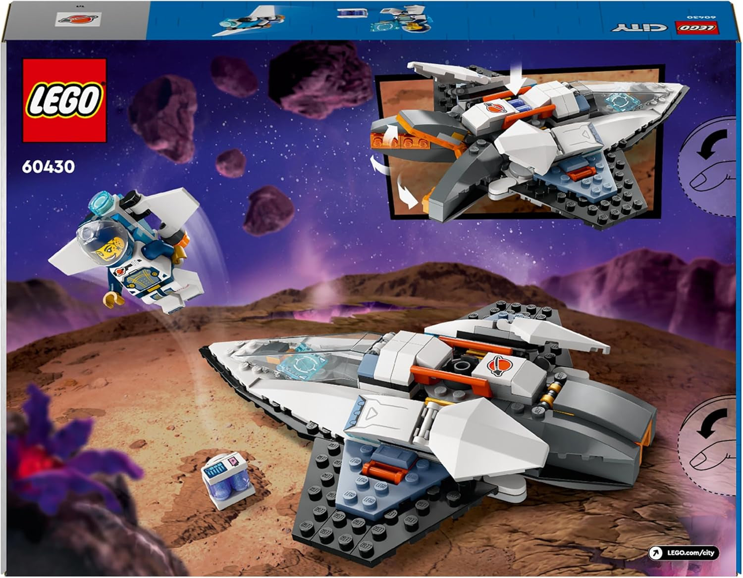 Vesmírná loď LEGO City, vesmírná hračka pro stavbu raketoplánu pro děti, chlapce a dívky od 6 let, sada s figurkou astronauta 60430 Stavebnice Besuche den LEGO-Store