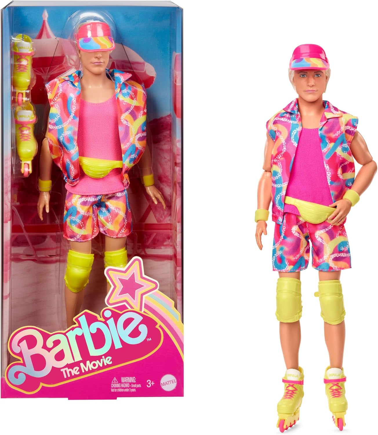 Filmová sběratelská panenka Barbie Ken s oblečením v retro stylu a kolečkovými bruslemi, JBJ51, [vícebarevné]