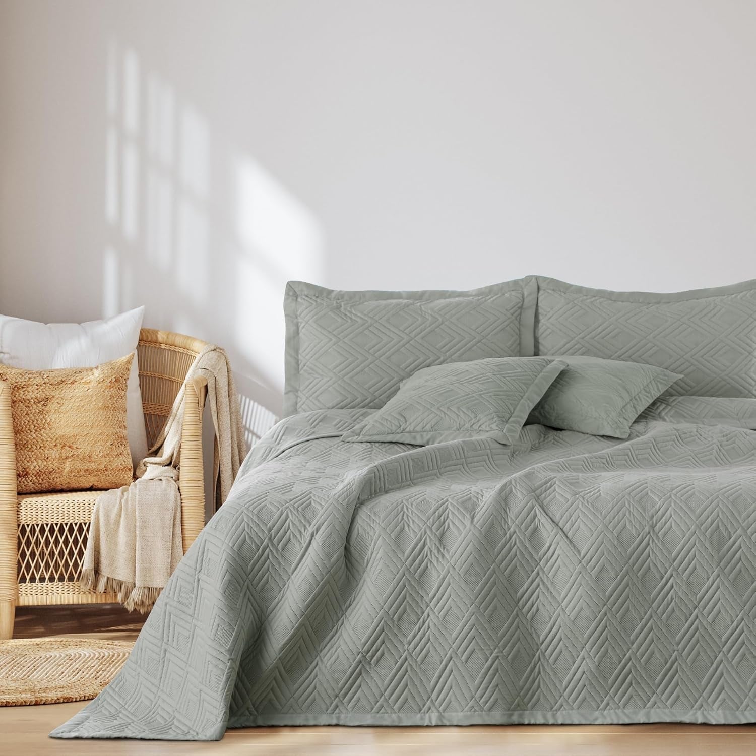 Ameliahome přehoz na postel 170X210 Cm Oboustranný přehoz Ultrazvukové prošívání Polyester Ofelia tmavě zelená Postele a přikrývky Besuche den AmeliaHome-Store Ofelia Grey 260X280 Cm