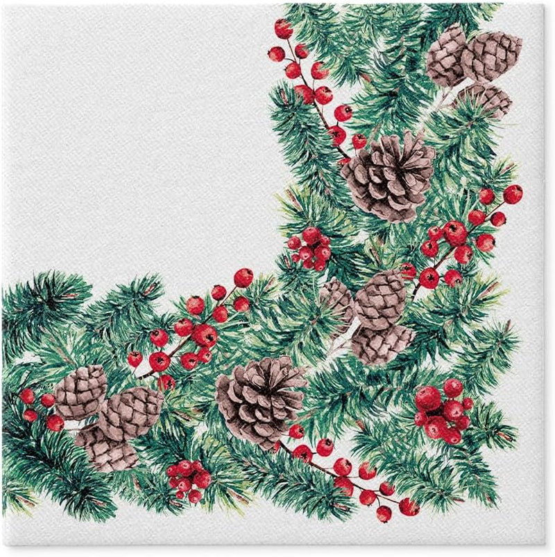 PAW - Airlaid ubrousky (40 X 40 cm) I 50 kusů I Ideální na Vánoce, zimu, svátky I Dekorace na štědrovečerní stůl I Ubrousky podobné Airlaid Větve na zimu I Větve na zimu
