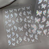 Aurora Muschel Schmetterling Samolepka na nehty Weiß Schmetterlinge Samolepka na nehty Gelee Relief Butterfly Nagelaufkleber Y2K Butterflies Nagel Sticker Nägel Nageldesign Nagel Zubehör Samolepky na nehty Nailart