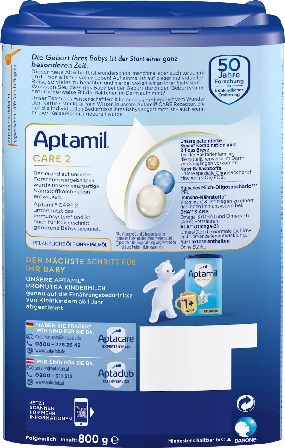 Aptamil Care 2 – Vhodné i pro děti narozené císařským řezem – 1 x 800 g