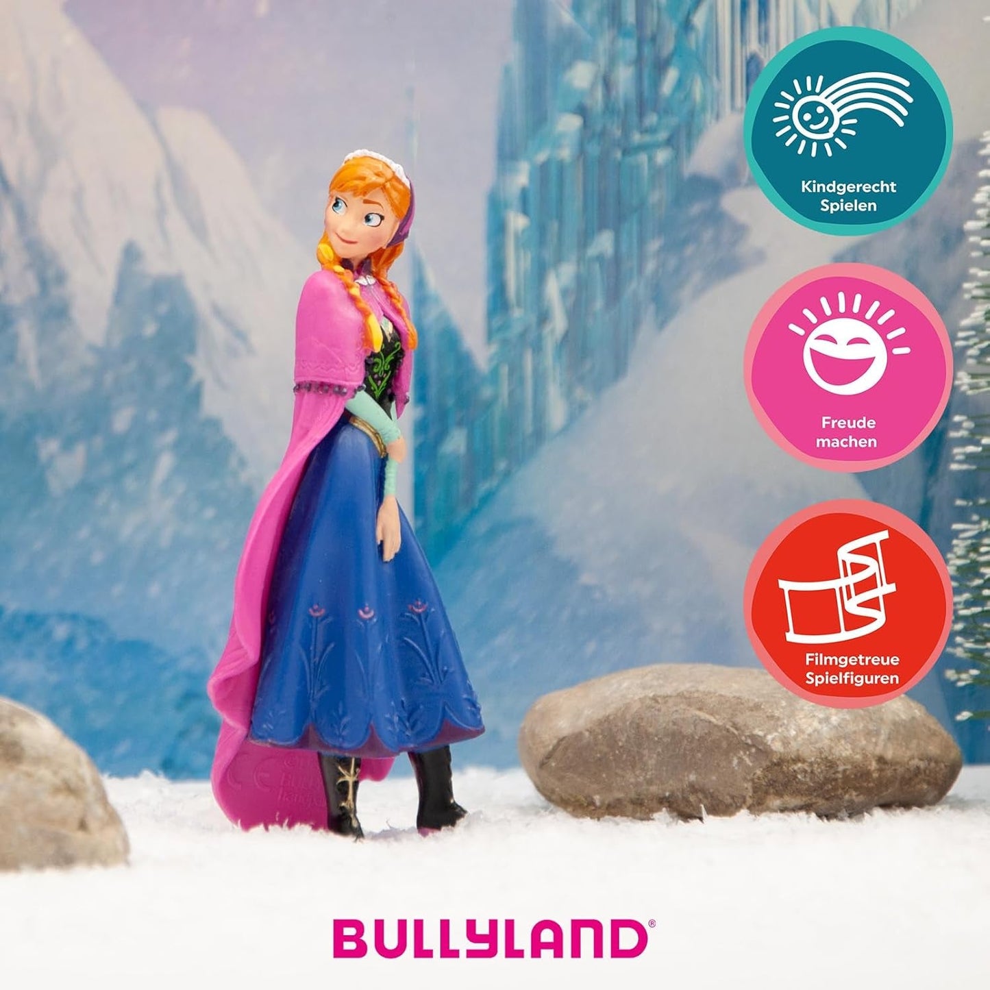 Bullyland 12960 - figurka princezny Anny z filmu Frozen od Walta Disneyho, cca. 9,5 cm, vysoce detailní, ideální jako malý dárek pro děti od 3 let