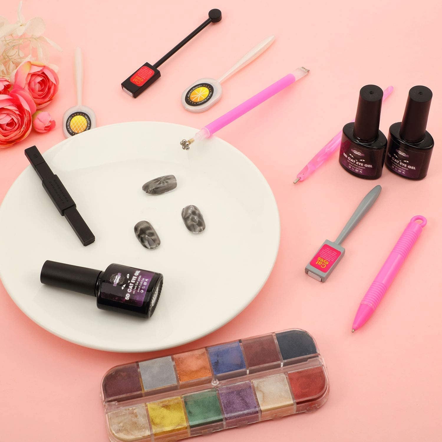 Nail Art Werkzeug Magnetstift, 10 Stück Nagel Magnet Stick Tool Tool, Nagel Magnet Stift Und Starker Magnet Stock Punktierungsstifte Für DIY 3D Magnetics Katzenauge UV Gel Polnisch Nagel Kunst