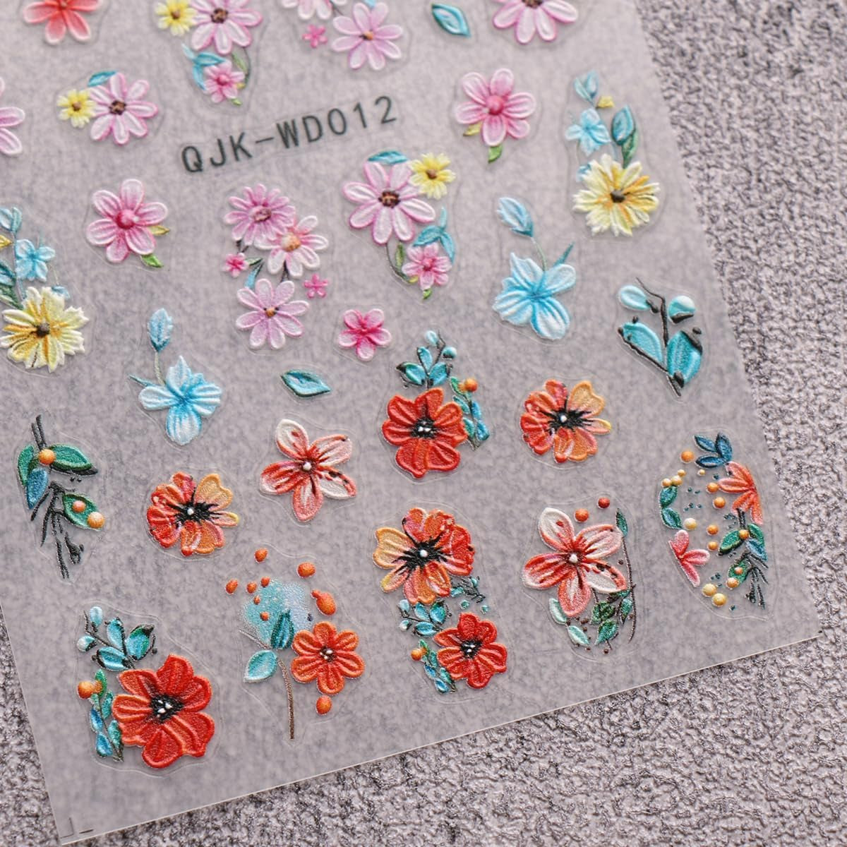 JMEOWIO Nálepka na nehty Blumen 6 Blatt Nálepka na nehty Selbstklebend Nagelaufkleber Letní Blumen Dekorace Nageldesign Zubehör