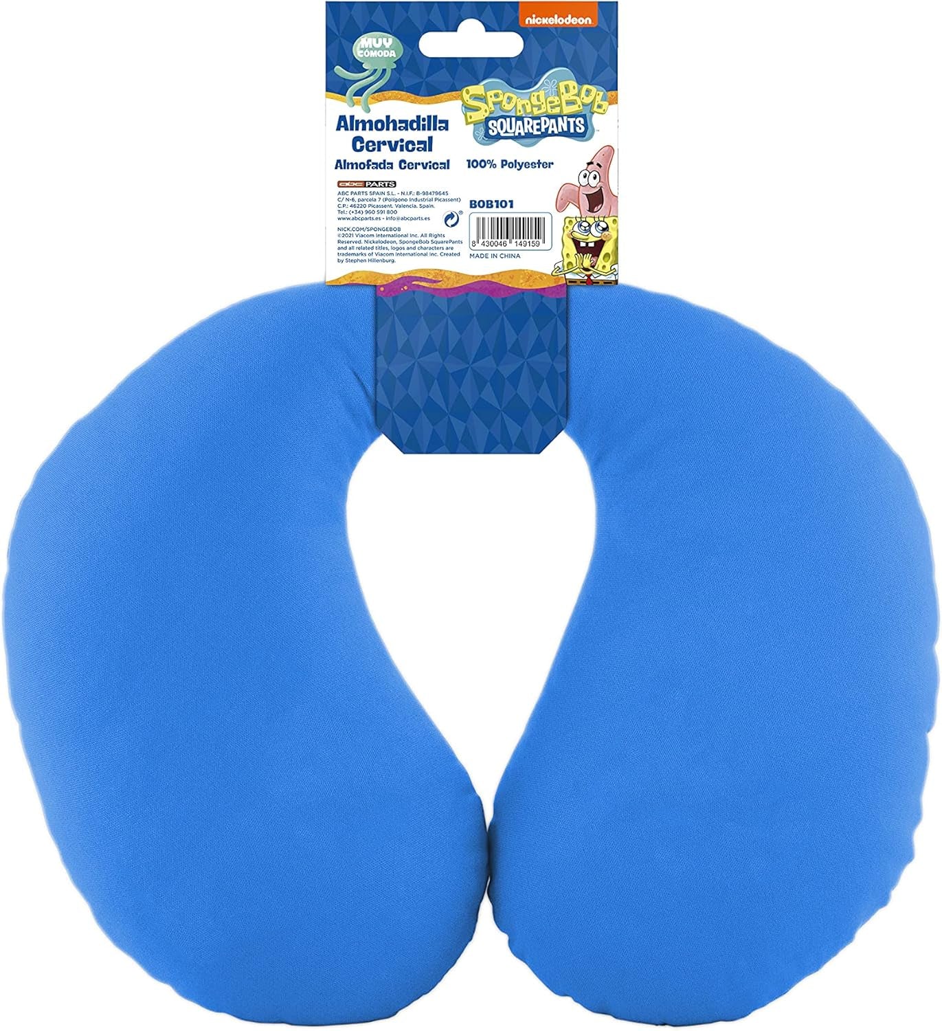 Bob Esponja Spongebob polštářek na krk pro děti. Super pohodlné cestovní, modré cestovní polštářky Naty Shop