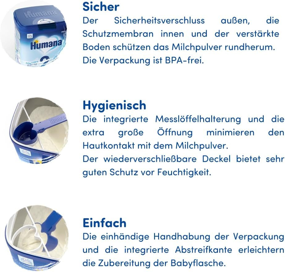 Humana Kindergetränk 1+, ab 1 Jahr, Milchpulver für Kindermilch, nährstoffreiche Milch für Kleinkinder, als gelegentliches Milchgetränk nebo zur Mahlzeit, 650 g