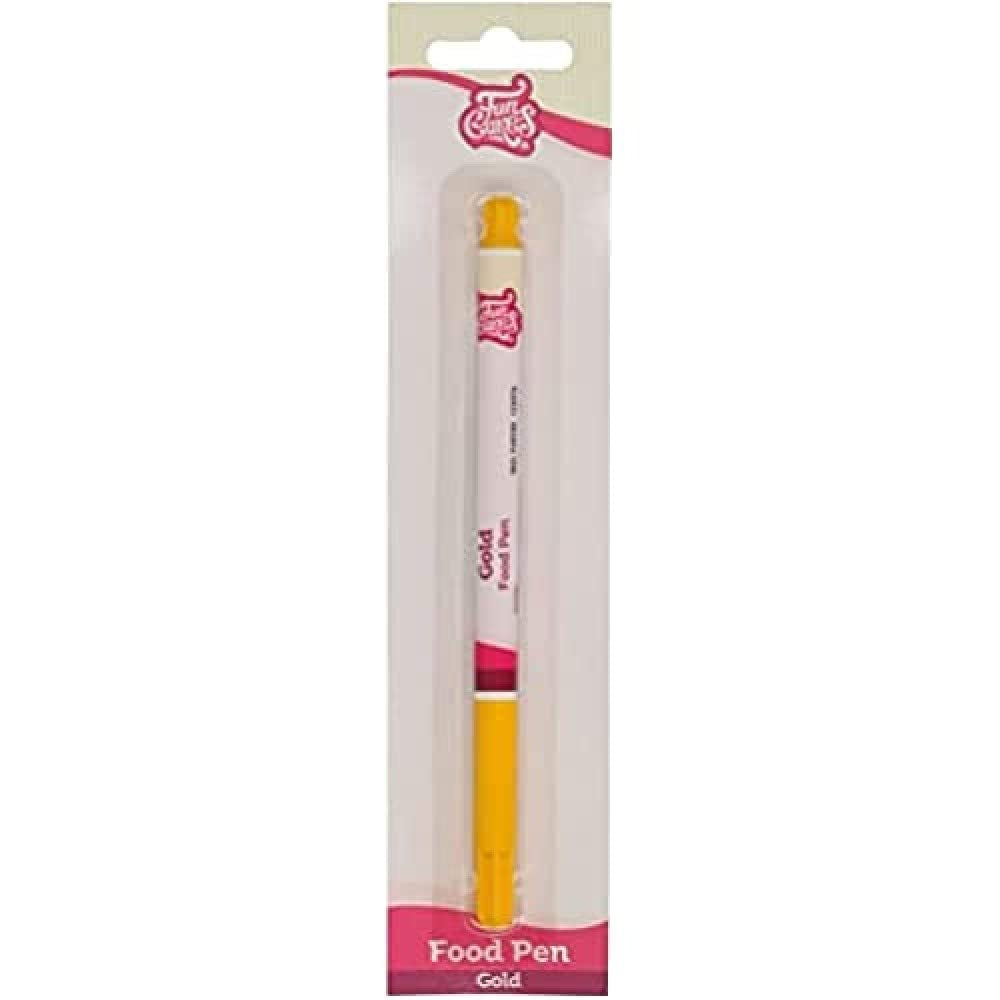 Funcakes Food Pen Gold: Potravinářské tužky, flexibilní hrot pro tlusté a tenké čáry, jedlé pero na sušenky, dorty, fondán a další, ideální pro personalizaci, certifikováno Halal