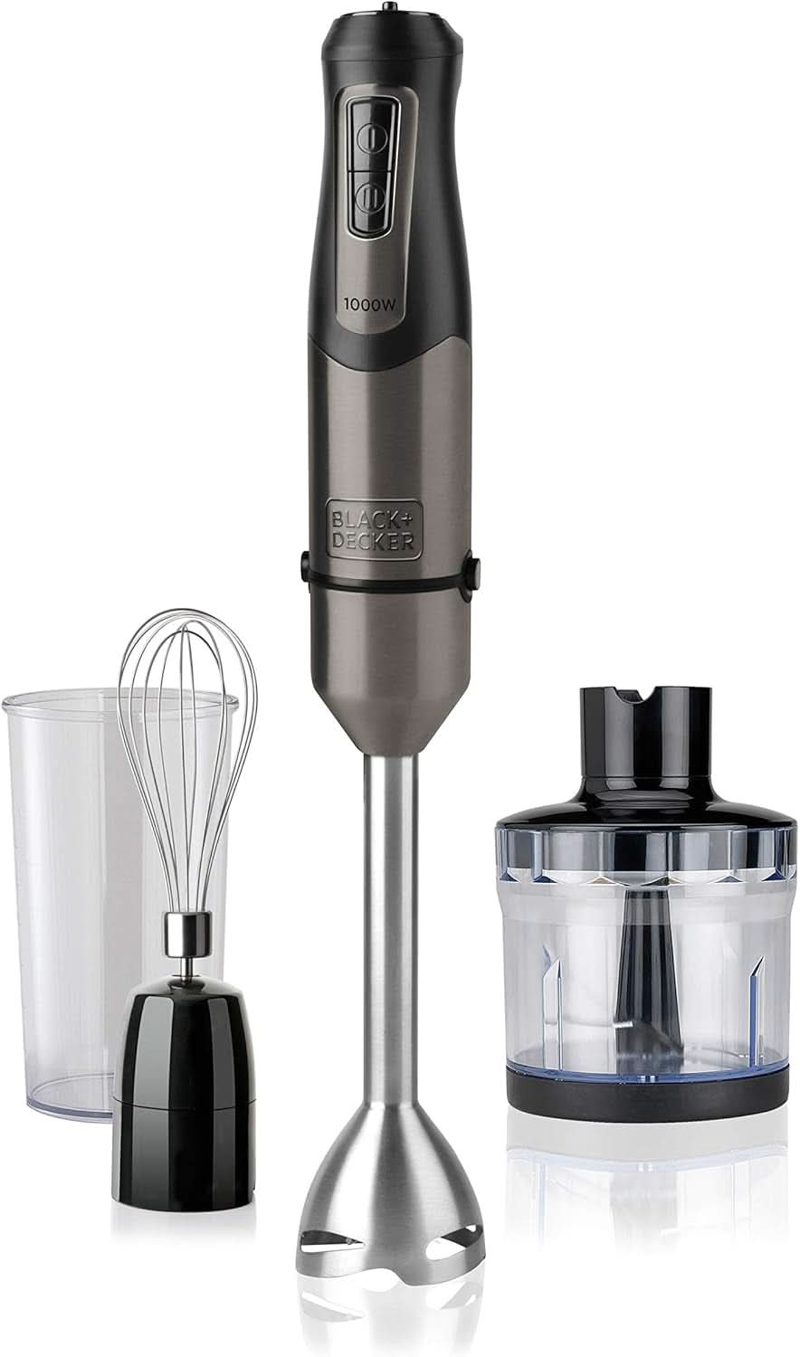 BLACK+DECKER Stolní mixér | BXHBA1500E | 1500 Watt | 20 rychlostí | Turbo | Edelstahl | Spritzschutz | Včetně Pürieraufsatz, Schneebesen, Zerkleinerer Und Messbecher Kitchen Naty Shop Single 3 Zubehörteile 1000W