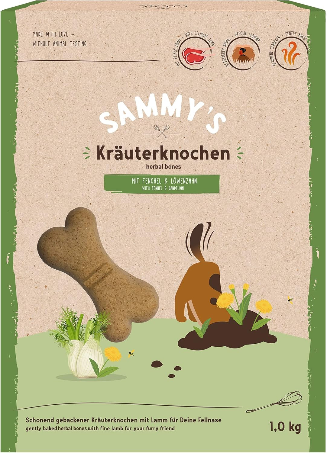 Sammyho müsli mince | Křupavé pečené svačiny pro psy | 5 obilných müsli mincí pro vašeho velkého chlupatého přítele (30 kg+) | 1 kg