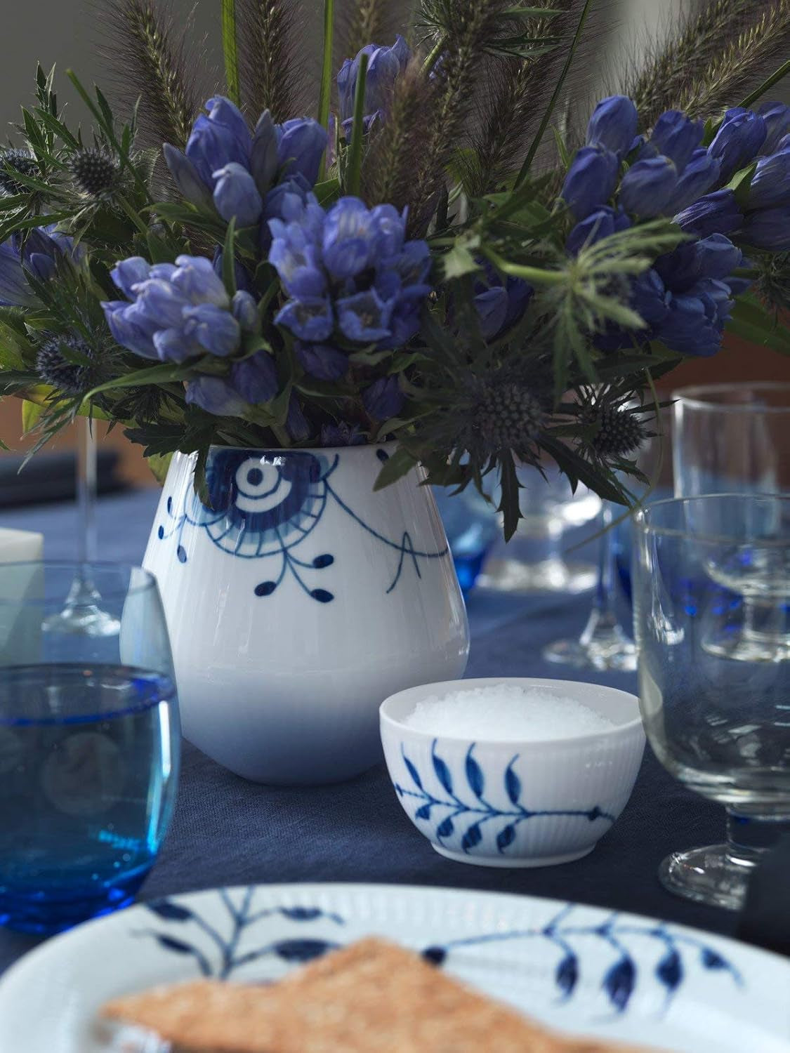 Modro-bílý porcelánový mega popelník, 10 cl, ručně malovaný, 1017342
