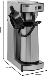 Espresso kávovar Saro včetně karafy s izolovaným nerezovým čerpadlem – 2,2 l – doba přípravy cca. 5–6 min – ochrana při provozu bez vody – 2,069 kW – model THERMO 24