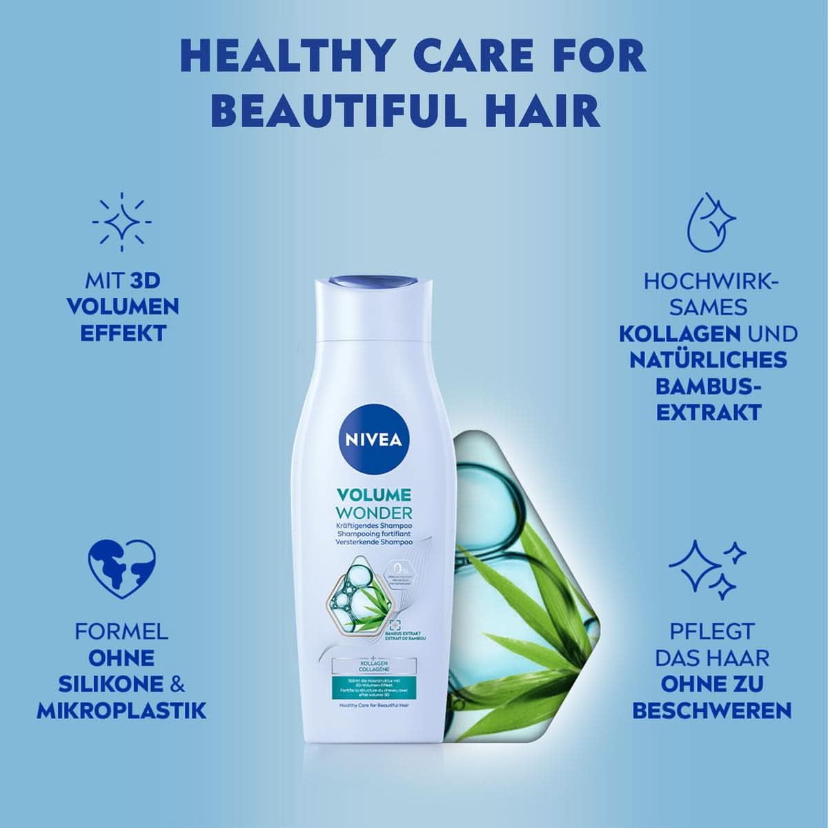 NIVEA Volume Wonder Posilující šampon, šampon pro objem, 50 ml Sprcha a koupel Naty Shop